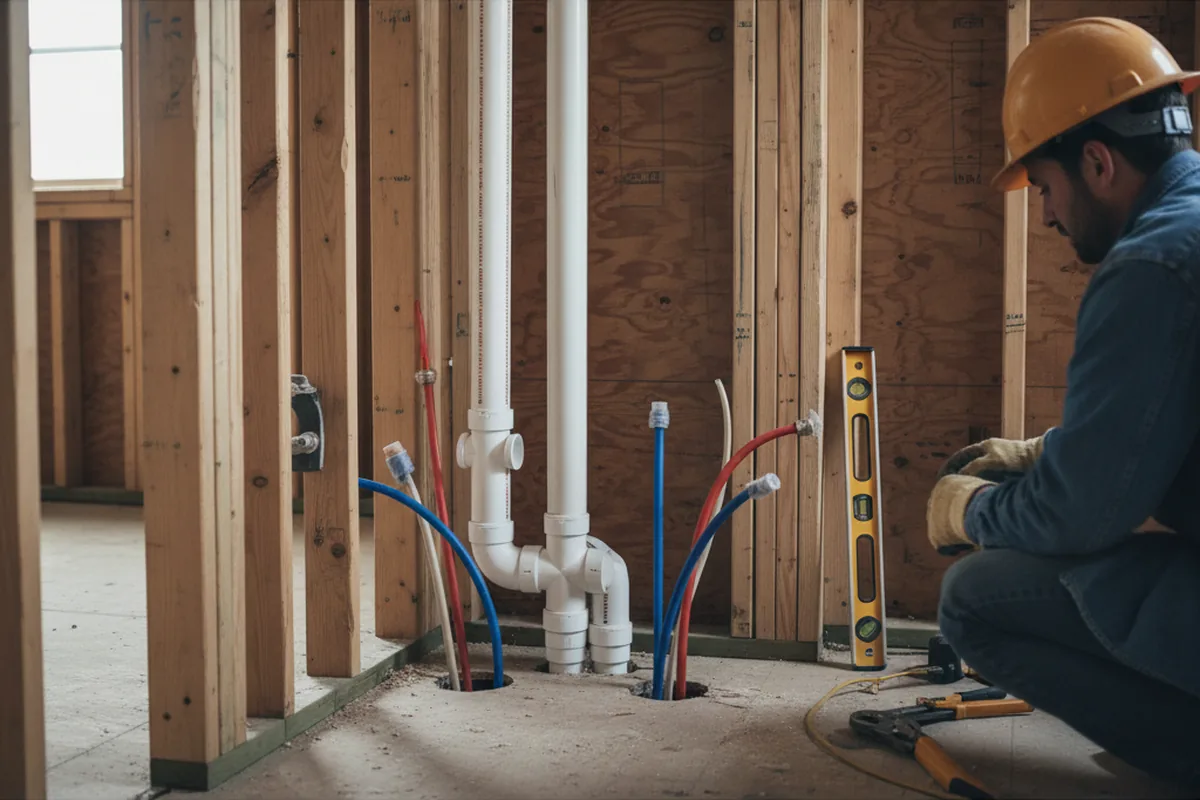 Drain and supply rough-in during Drain Cleaning in Raleigh