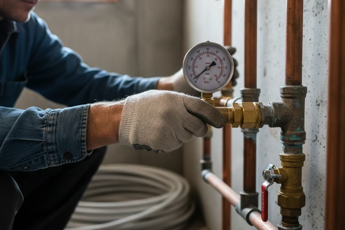 Pressure testing a repaired line during Water Line Repair in Raleigh